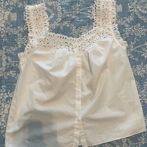 Rebecca Taylor White Eyelet Lace Blouse